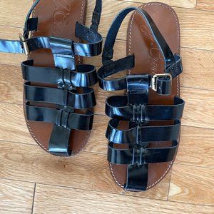 J. Crew Fisherman sandals in shiny spazzolato leather